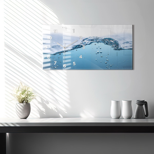 Glass wall clock rectangular Close-up of water