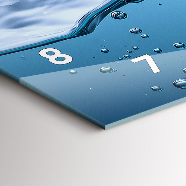 Glass wall clock rectangular Close-up of water