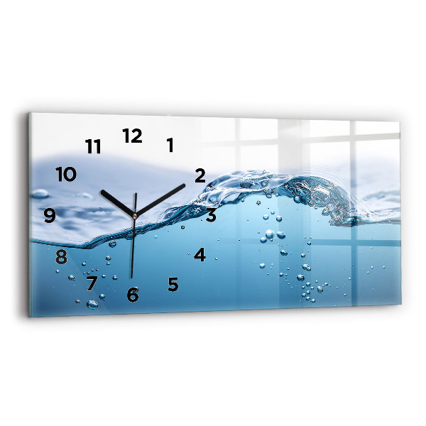Glass wall clock rectangular Close-up of water