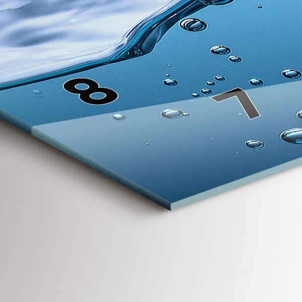 Glass wall clock rectangular Close-up of water