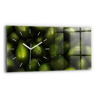 Glass wall clock rectangular Avocado