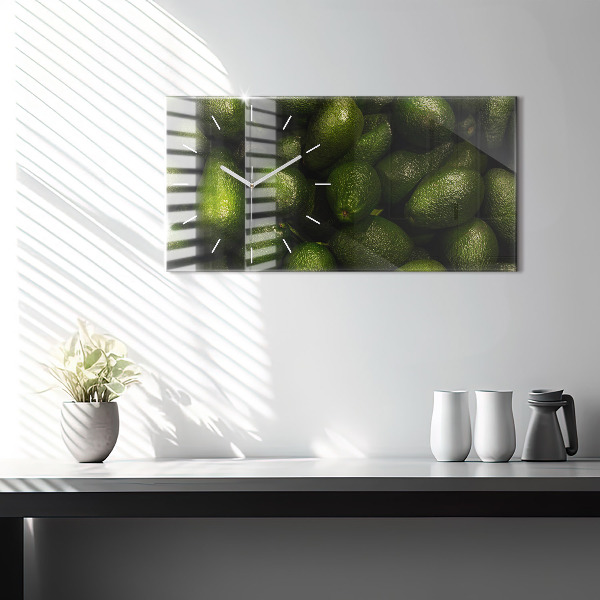 Glass wall clock rectangular Avocado