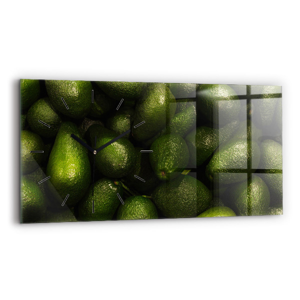 Glass wall clock rectangular Avocado