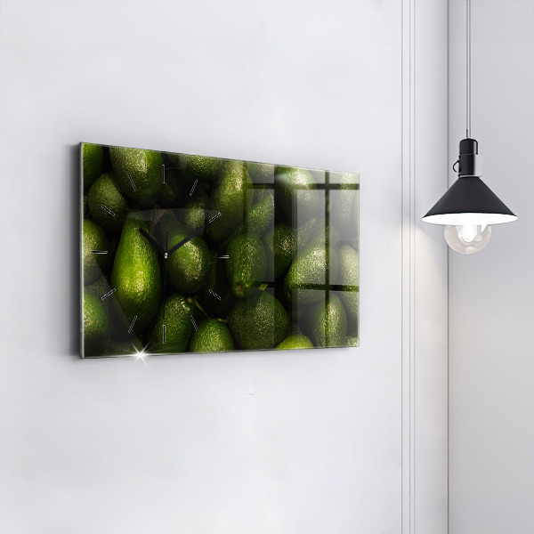 Glass wall clock rectangular Avocado