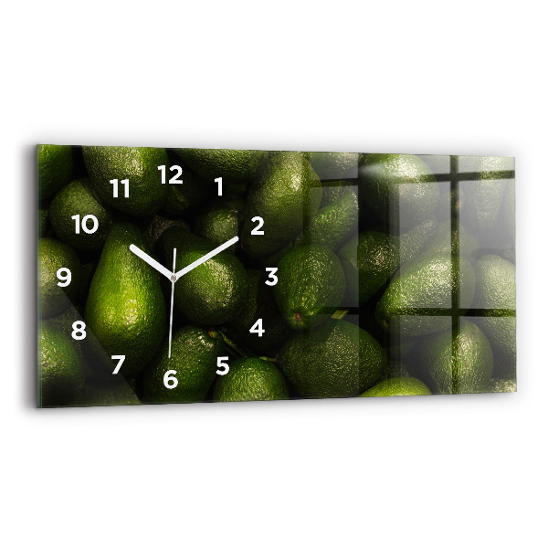 Glass wall clock rectangular Avocado