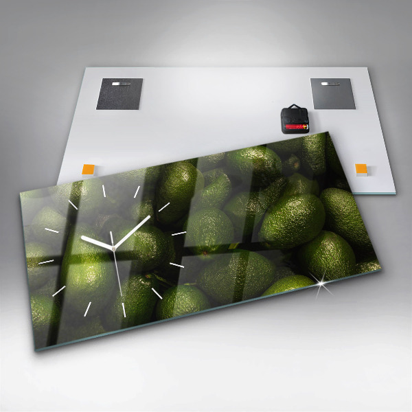 Glass wall clock rectangular Avocado
