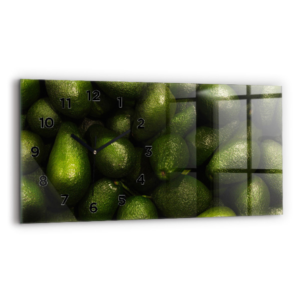 Glass wall clock rectangular Avocado