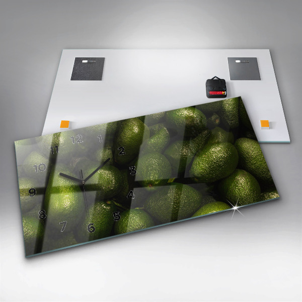 Glass wall clock rectangular Avocado