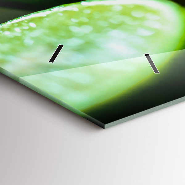 Glass wall clock rectangular Lime wedges