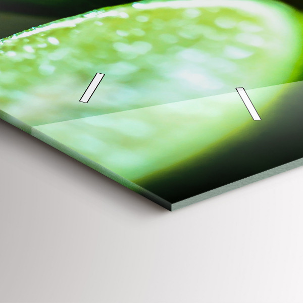 Glass wall clock rectangular Lime wedges