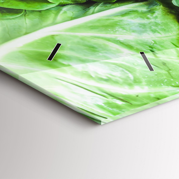 Glass wall clock rectangular Green vegetables