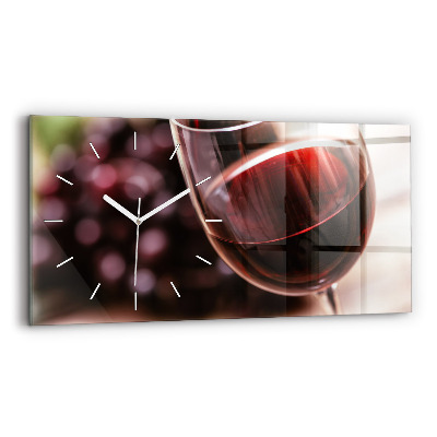 Glass wall clock rectangular A glass of red wine