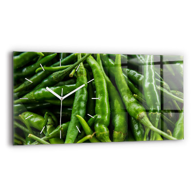 Glass wall clock rectangular Green pepper