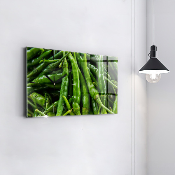 Glass wall clock rectangular Green pepper