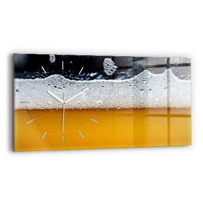 Glass wall clock rectangular Close-up of beer