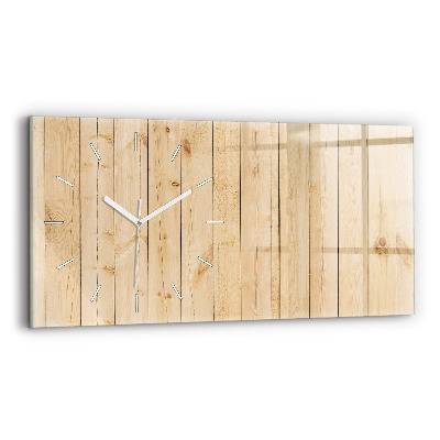 Glass wall clock rectangular Wooden boards