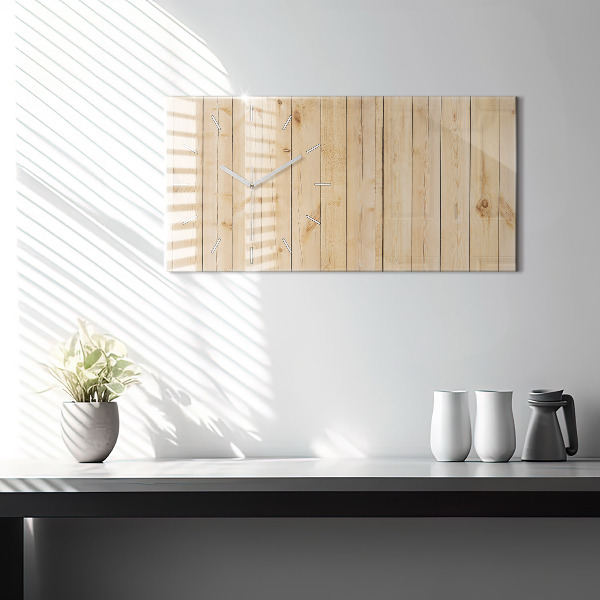 Glass wall clock rectangular Wooden boards