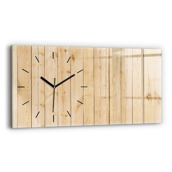 Glass wall clock rectangular Wooden boards
