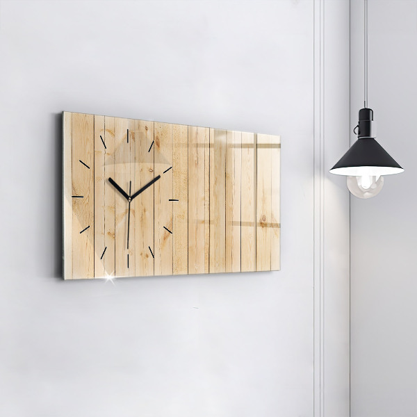 Glass wall clock rectangular Wooden boards