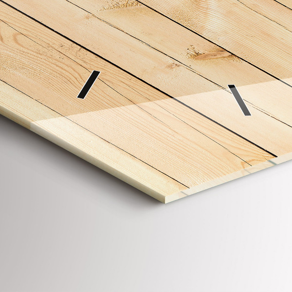 Glass wall clock rectangular Wooden boards