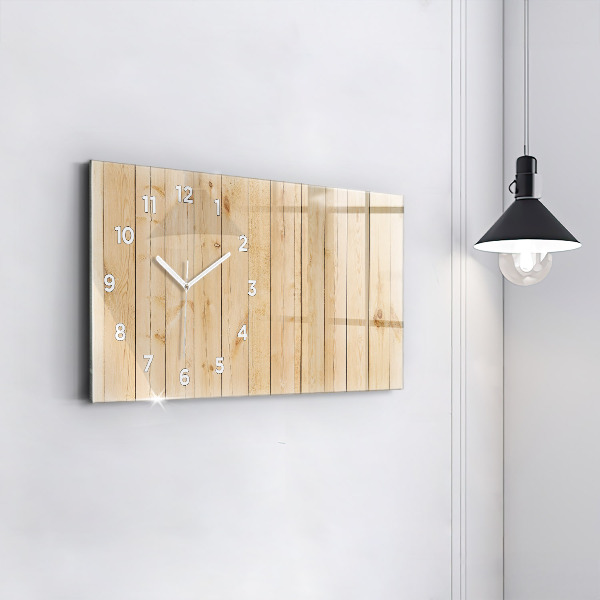 Glass wall clock rectangular Wooden boards