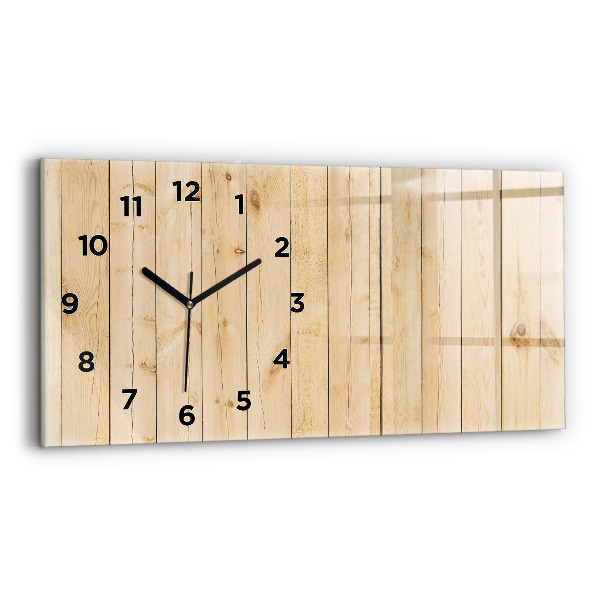 Glass wall clock rectangular Wooden boards