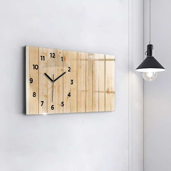 Glass wall clock rectangular Wooden boards