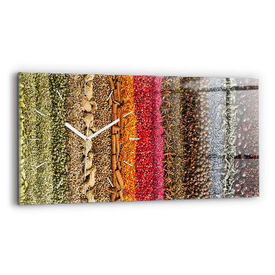 Glass wall clock rectangular Rows of spices