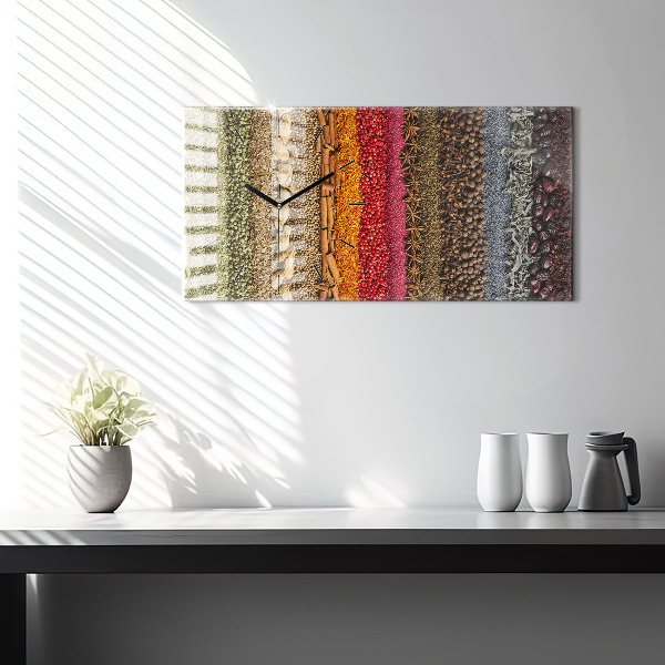 Glass wall clock rectangular Rows of spices