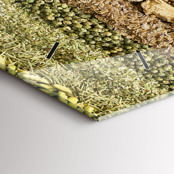 Glass wall clock rectangular Rows of spices