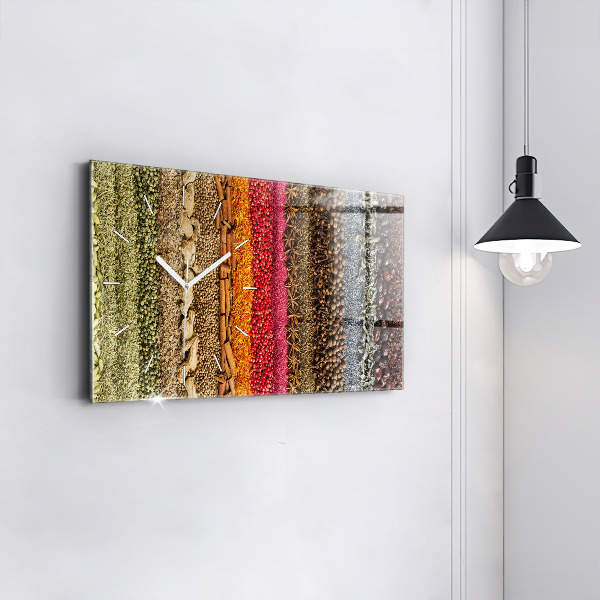 Glass wall clock rectangular Rows of spices