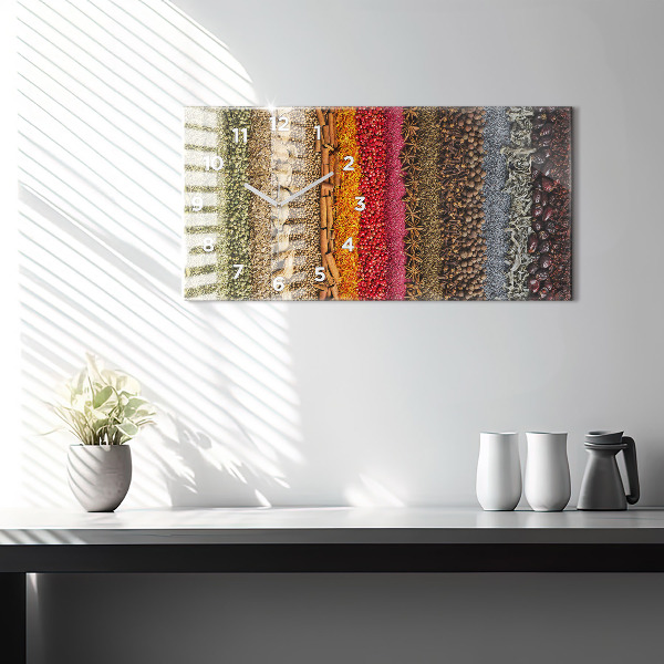 Glass wall clock rectangular Rows of spices
