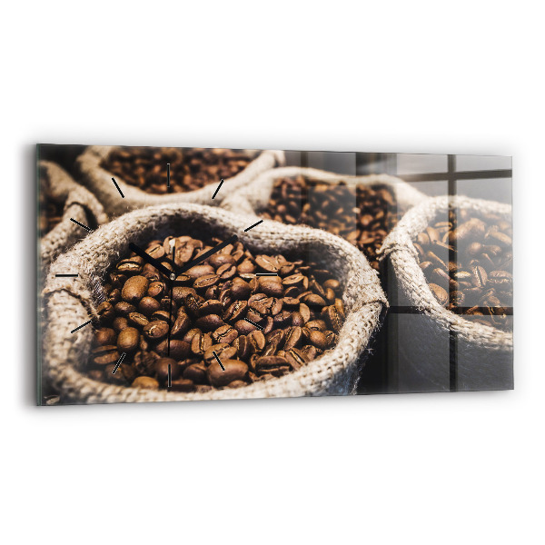 Glass wall clock rectangular Bags of coffee