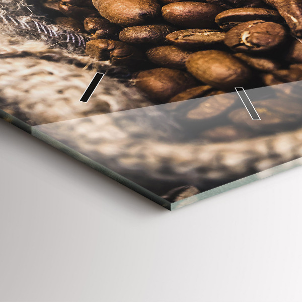 Glass wall clock rectangular Bags of coffee