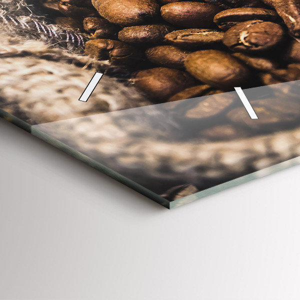 Glass wall clock rectangular Bags of coffee