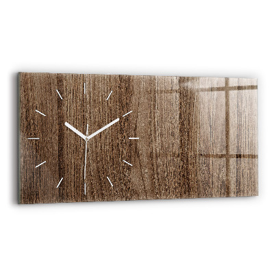 Glass wall clock rectangular Dark wood