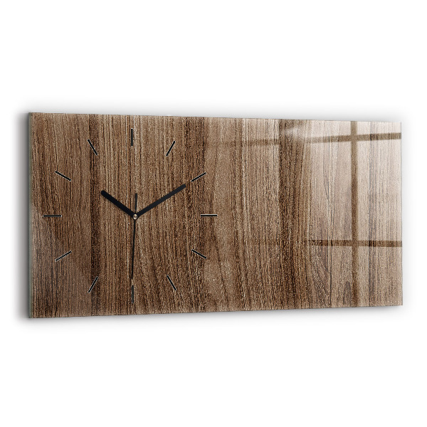 Glass wall clock rectangular Dark wood