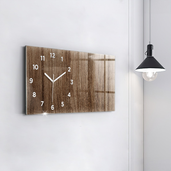 Glass wall clock rectangular Dark wood