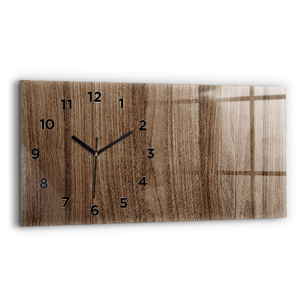 Glass wall clock rectangular Dark wood