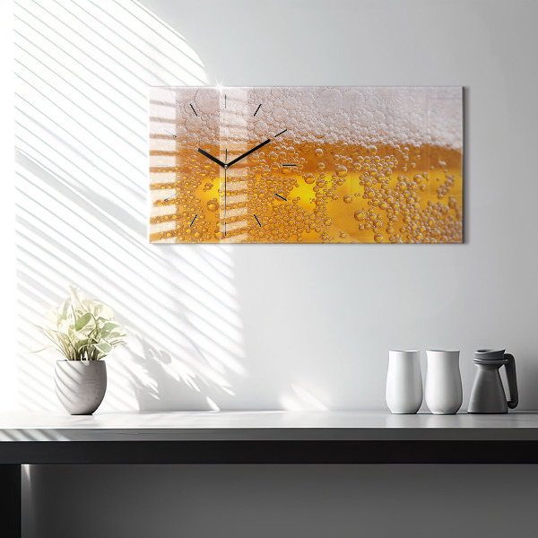 Glass wall clock rectangular Beer