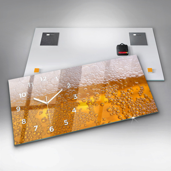 Glass wall clock rectangular Beer