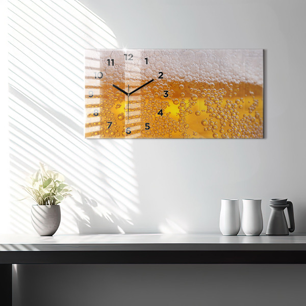 Glass wall clock rectangular Beer