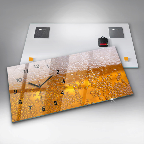 Glass wall clock rectangular Beer