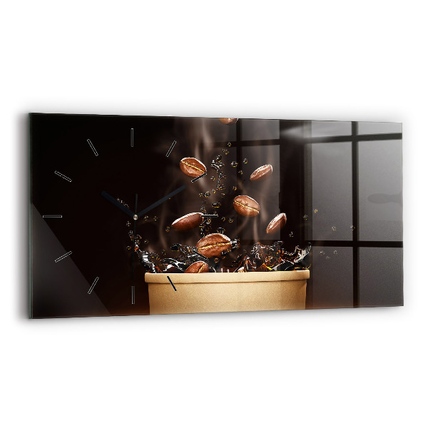 Glass wall clock rectangular Hot coffee