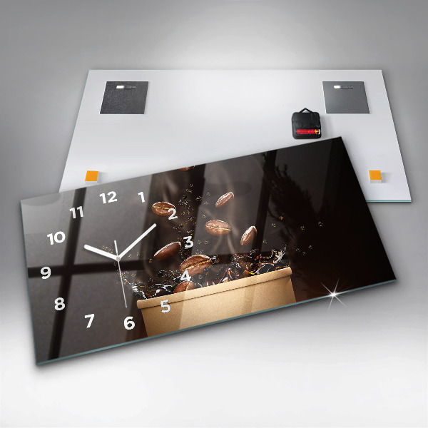 Glass wall clock rectangular Hot coffee