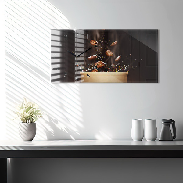 Glass wall clock rectangular Hot coffee