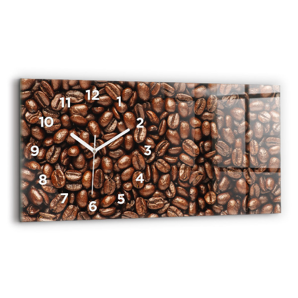 Glass wall clock rectangular Coffee beans