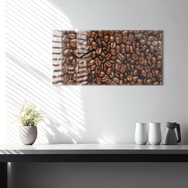 Glass wall clock rectangular Coffee beans