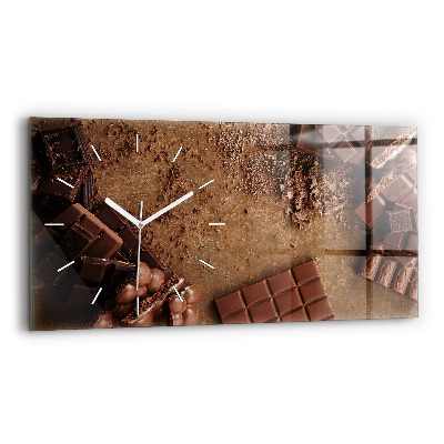 Glass wall clock rectangular Chocolate bars