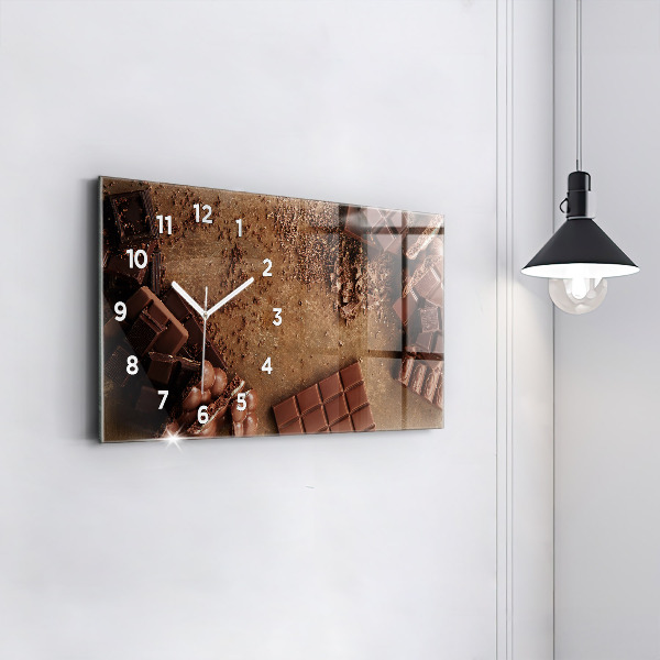 Glass wall clock rectangular Chocolate bars